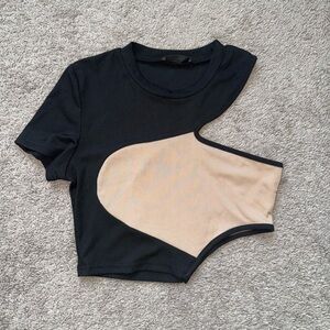 Black and Tan Asymmetrical Top